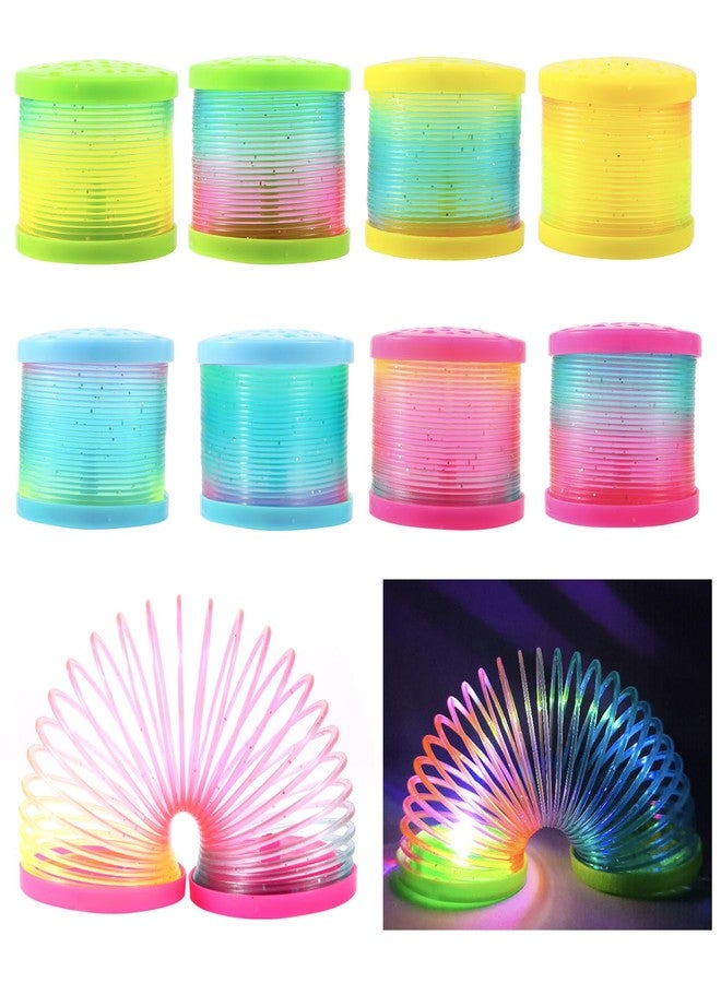 ZJDL 8 Pack Glow Coil Spring Toy, Mini Springs Rainbow Magic Fidget Toys for Kids Boys Girls, Glow in the Dark Party Favors, Projection Star Night Light toy Carnival Prize, Pinata Fillers for Toddlers - Image 1